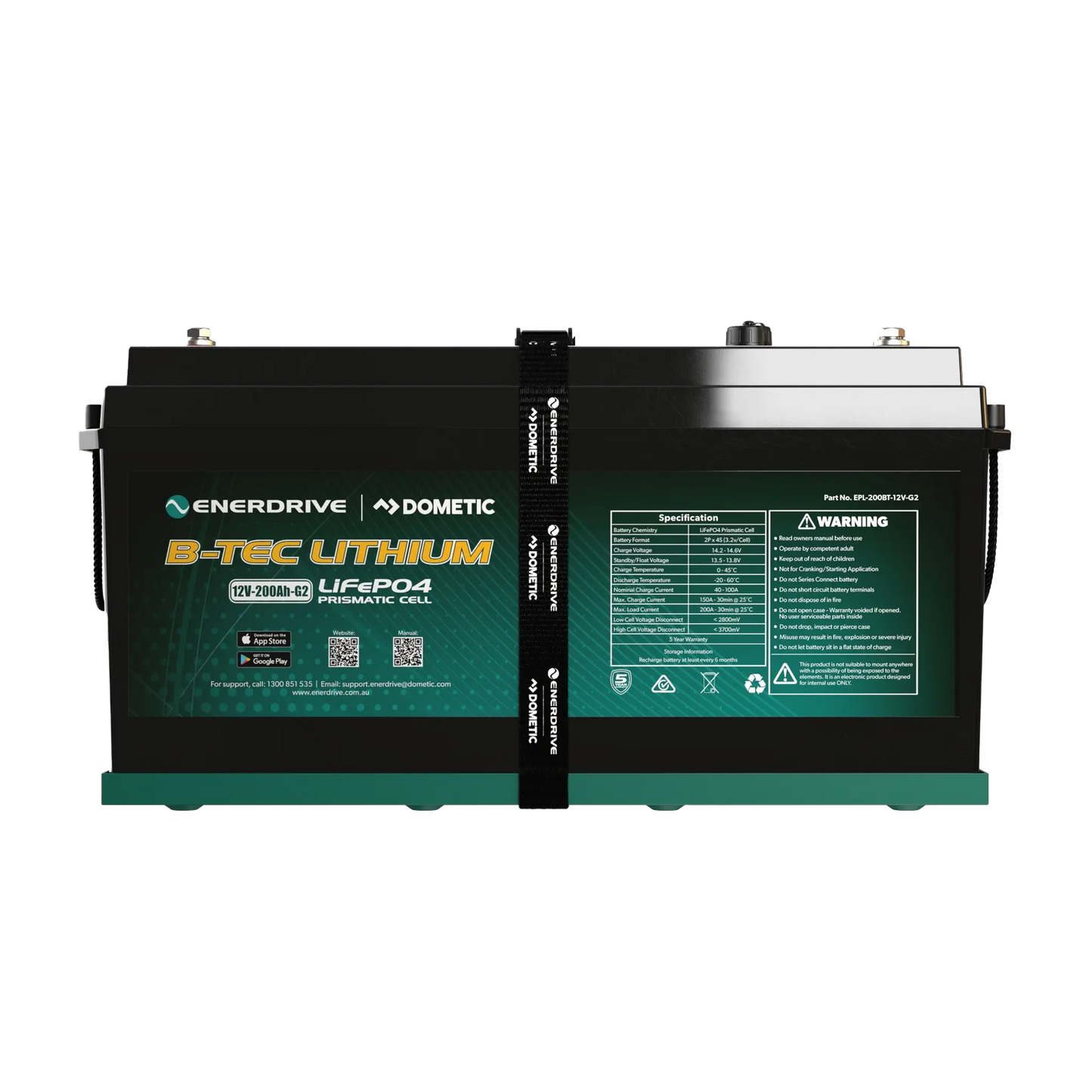 Enerdrive Dometic B-TEC 12V 200Ah G2 Lithium Battery