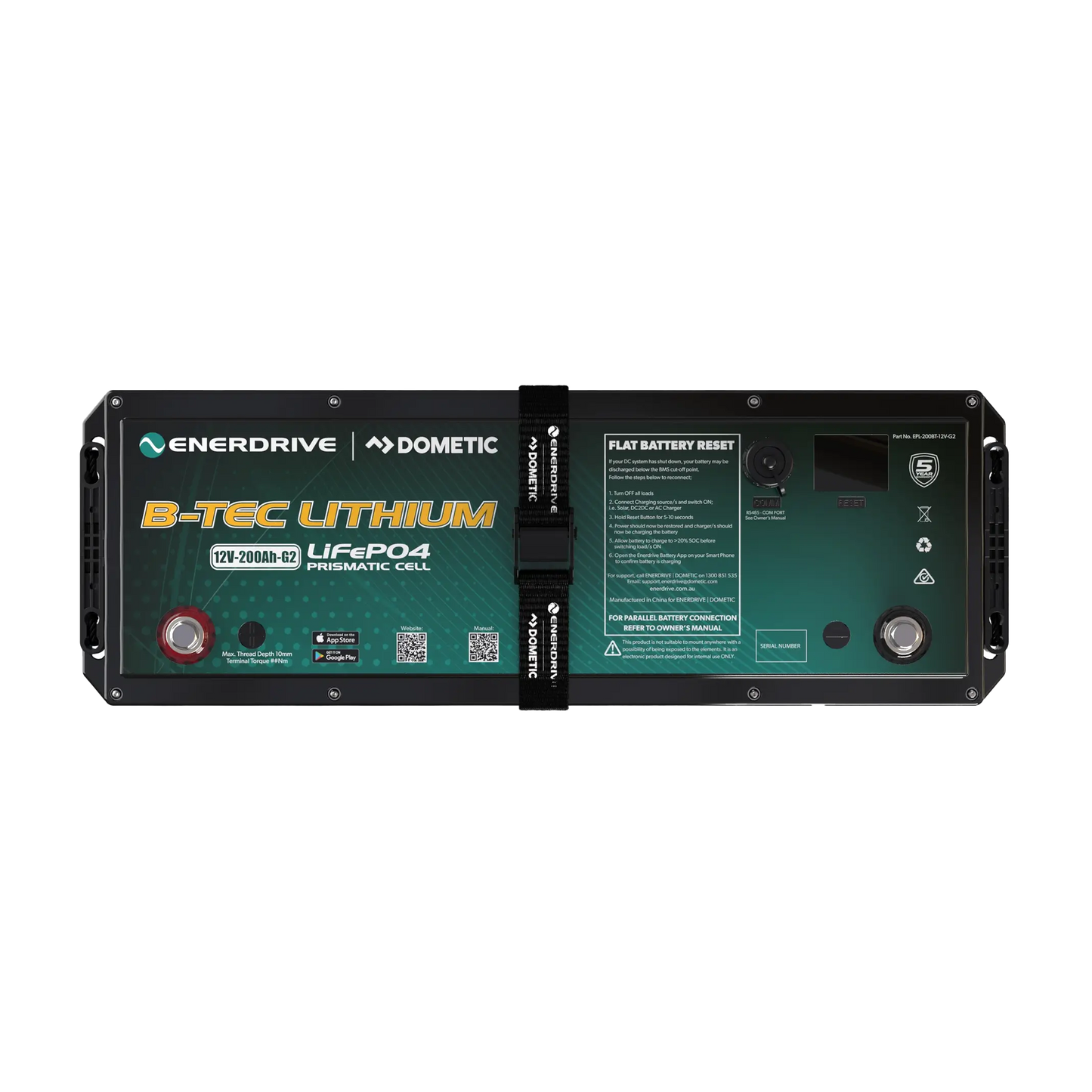 Enerdrive Dometic B-TEC 12V 200Ah G2 Lithium Battery